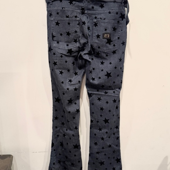 Phenom Los Angeles Dark Blue Demin Boot Cut Jeans with Star Pattern NWT - Picture 3 of 15